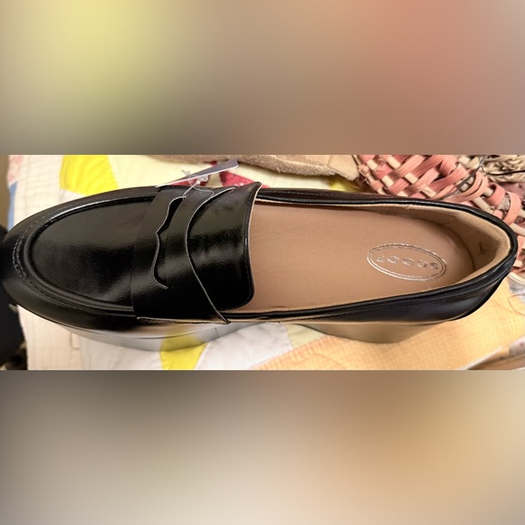Scoop Penny Loafers in Black Vegan Leather Platform Style Memory Foam Size 11 - Picture 3 of 8